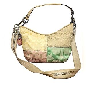 Coach EUC patchwork pastel with leather long strap